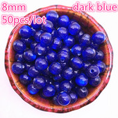 Novih 50 kom/lot 8 mm imitacija prirodnog opala, okrugle perle od tamnoplave smole za odstojnike za izradu nakita, DIY narukvica