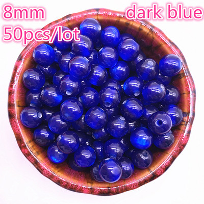 Novih 50 kom/lot 8 mm imitacija prirodnog opala, okrugle perle od tamnoplave smole za odstojnike za izradu nakita, DIY narukvica