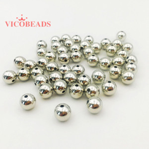 Hõbedane kullatooni kattematerjal akrüülvaik Smooth Round Ball Spacer Tursked helmed DIY tarvikud käsitsi valmistatud helmed