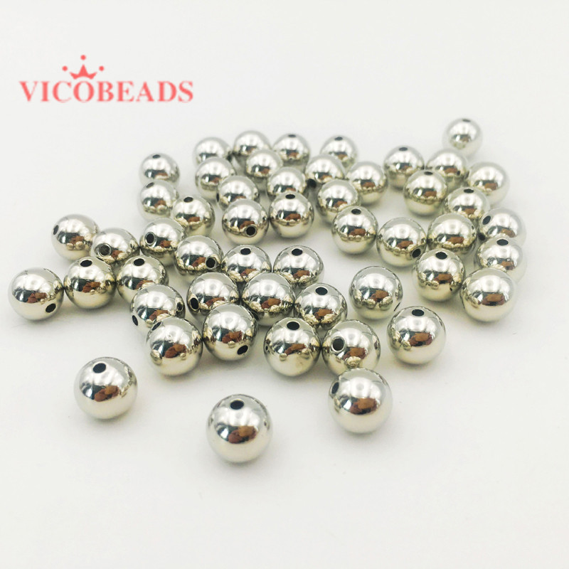 Hõbedane kullatooni kattematerjal akrüülvaik Smooth Round Ball Spacer Tursked helmed DIY tarvikud käsitsi valmistatud helmed
