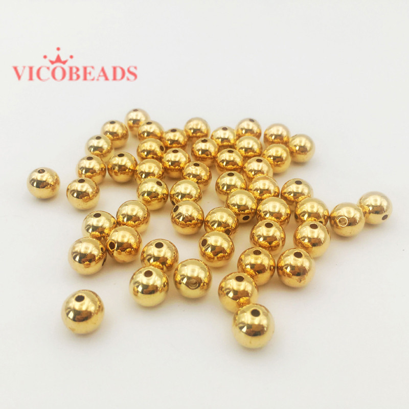 Hõbedane kullatooni kattematerjal akrüülvaik Smooth Round Ball Spacer Tursked helmed DIY tarvikud käsitsi valmistatud helmed