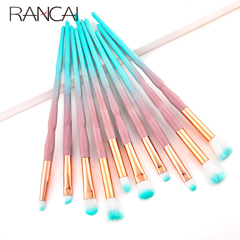RANCAI 10 tk Meigipintslid maquiagem maquillaje Uus Mermaid Foundation Kulmude Eyeliner Kosmeetiline meigipintslid Täielik komplekt