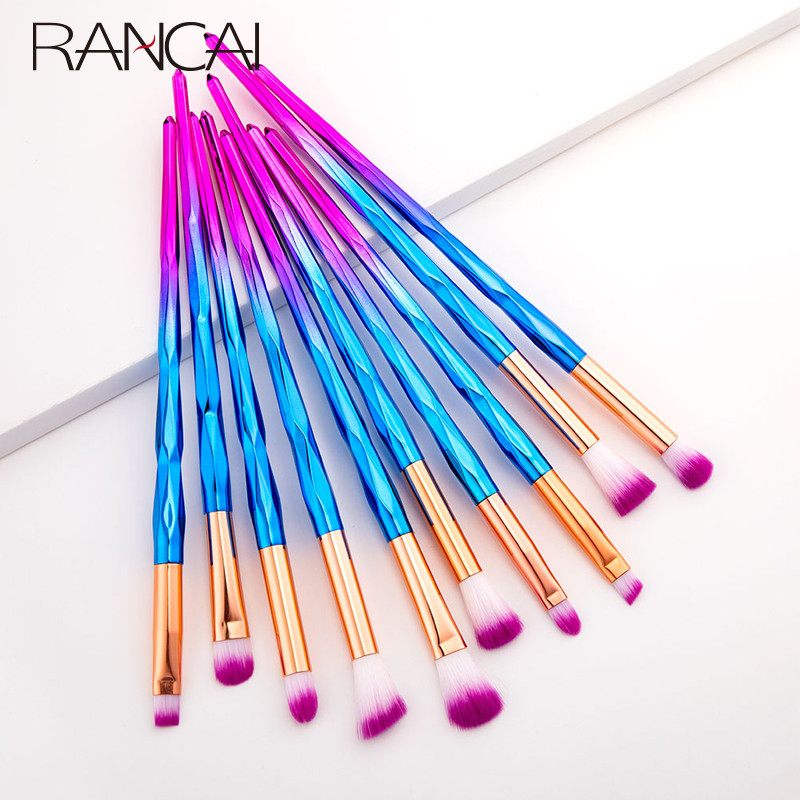 RANCAI 10 tk Meigipintslid maquiagem maquillaje Uus Mermaid Foundation Kulmude Eyeliner Kosmeetiline meigipintslid Täielik komplekt