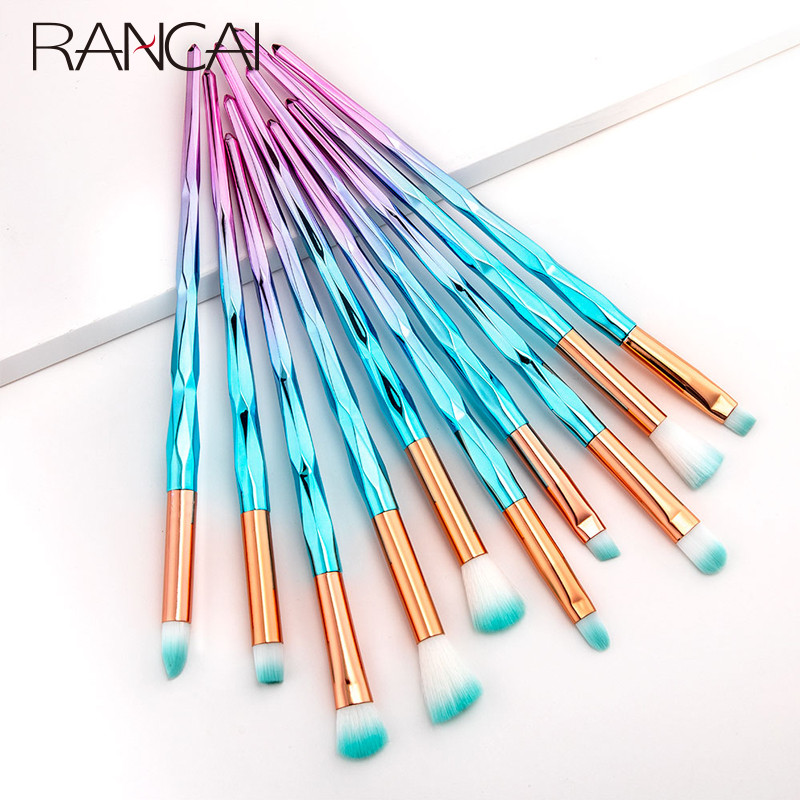 RANCAI 10 tk Meigipintslid maquiagem maquillaje Uus Mermaid Foundation Kulmude Eyeliner Kosmeetiline meigipintslid Täielik komplekt