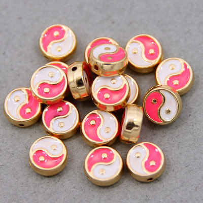 10tk 8mm Kahepoolne email Yin yang Vahetükk Lahtised helmed ehete valmistamiseks Käevõru kaelakee Kõrvarõngad Aksessuaarid