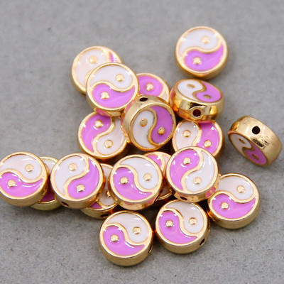 10tk 8mm Kahepoolne email Yin yang Vahetükk Lahtised helmed ehete valmistamiseks Käevõru kaelakee Kõrvarõngad Aksessuaarid