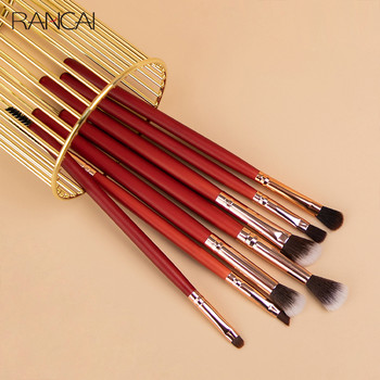 RANCAI 7Pcs Κόκκινα Πινέλα Μακιγιάζ Σετ Σκιές Ματιών Βούρτσα Βλεφαρίδων Φρυδιών Μαλακό Συνθετικό Μαλλιά για Πρόσωπο Καλλυντικά Εργαλεία ομορφιάς