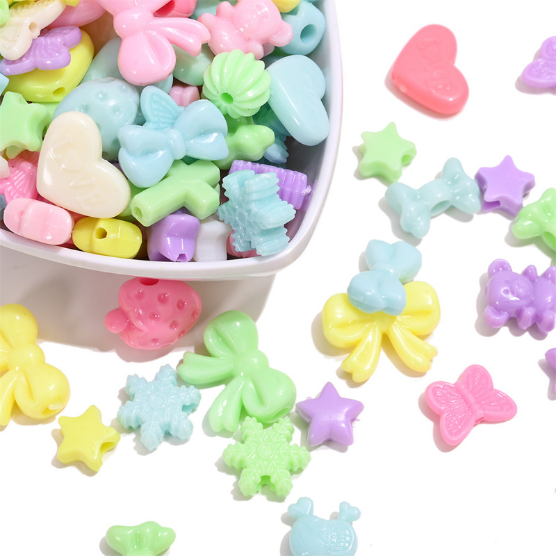 30-100 komada Akrilne perle u boji slatkiša Leptir Srce Slovo Školjka Cvijet Voće Zvijezda Kruna Razmak perle za DIY izradu nakita