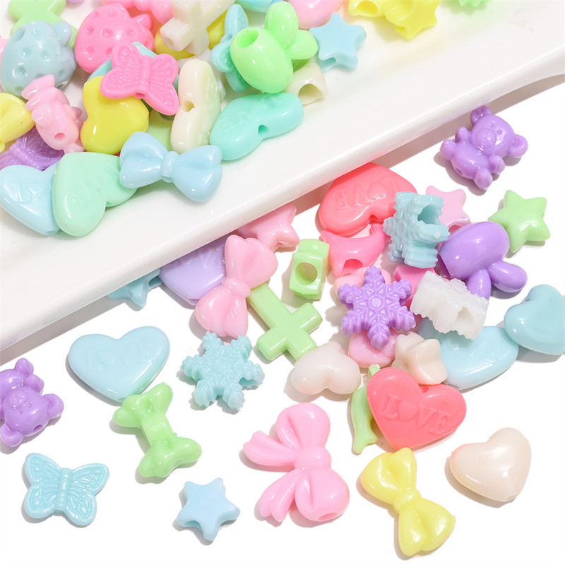 30-100 komada Akrilne perle u boji slatkiša Leptir Srce Slovo Školjka Cvijet Voće Zvijezda Kruna Razmak perle za DIY izradu nakita