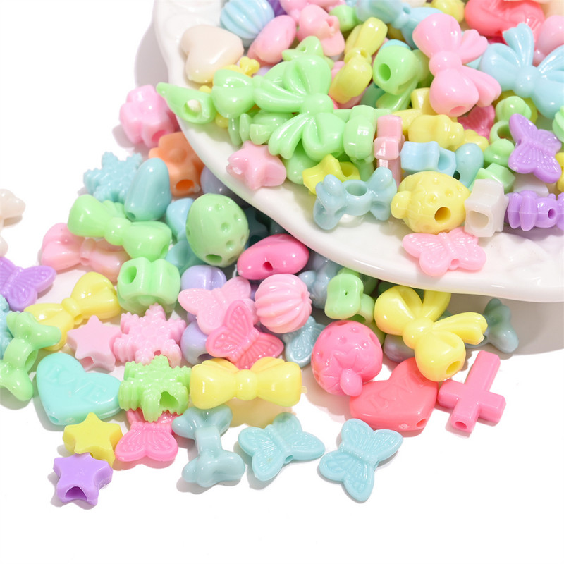 30-100 komada Akrilne perle u boji slatkiša Leptir Srce Slovo Školjka Cvijet Voće Zvijezda Kruna Razmak perle za DIY izradu nakita