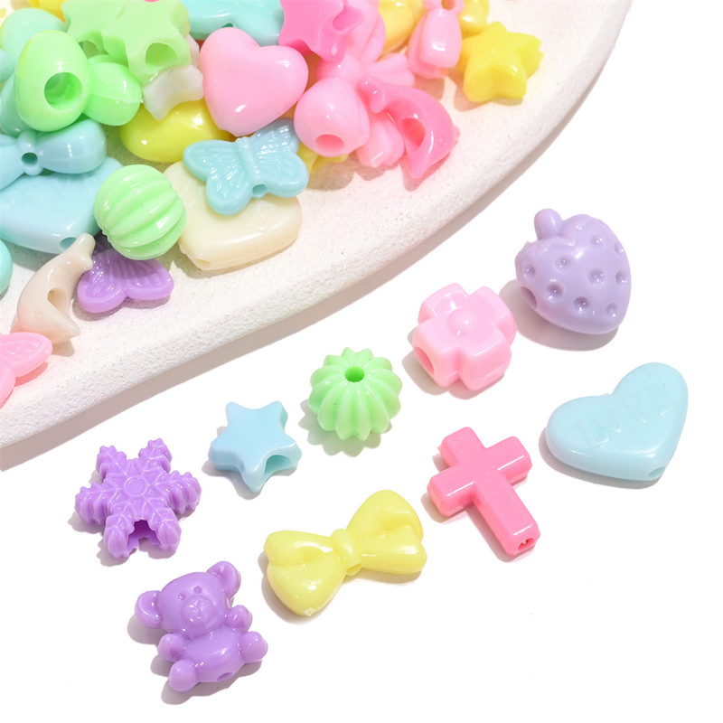 30-100 komada Akrilne perle u boji slatkiša Leptir Srce Slovo Školjka Cvijet Voće Zvijezda Kruna Razmak perle za DIY izradu nakita