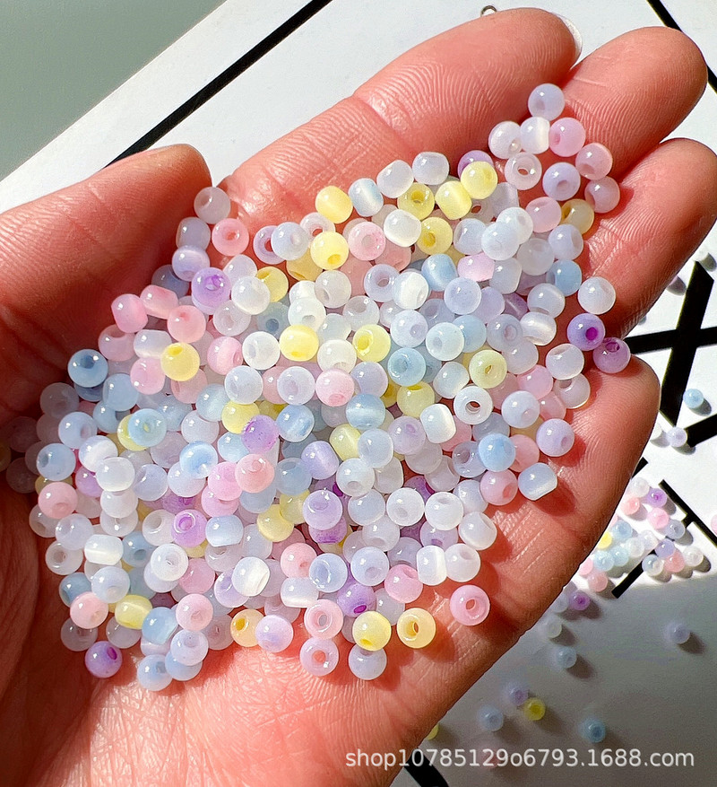 Szuper 4 mm-es macskaszem Jade jégüveg rizsgyöngyök barkácsolás kézzel készített gyöngyös karkötők fülbevalók szőtt ékszerek anyagok