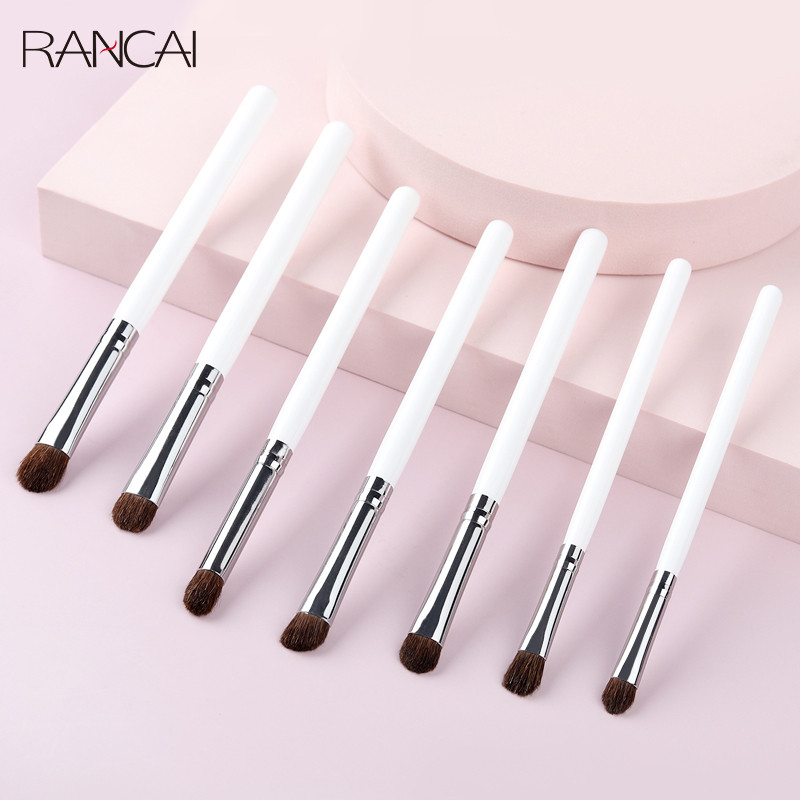 RANCAI Set de pensule cosmetice pentru machiaj pentru ochi 7 buc Perie pentru fard de pleoape din păr de ponei pentru amestecarea sprâncenelor Crema de gene Kit de corector Frumusețe