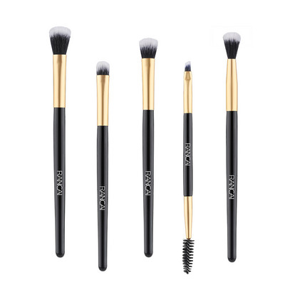 RANCAI 5Pcs Μαύρα πινέλα μακιγιάζ Σετ μαλακά συνθετικά μαλλιά για σκιές ματιών Βούρτσα βλεφαρίδων για τα φρύδια Μακιγιάζ Κιτ καλλυντικών εργαλείων ομορφιάς