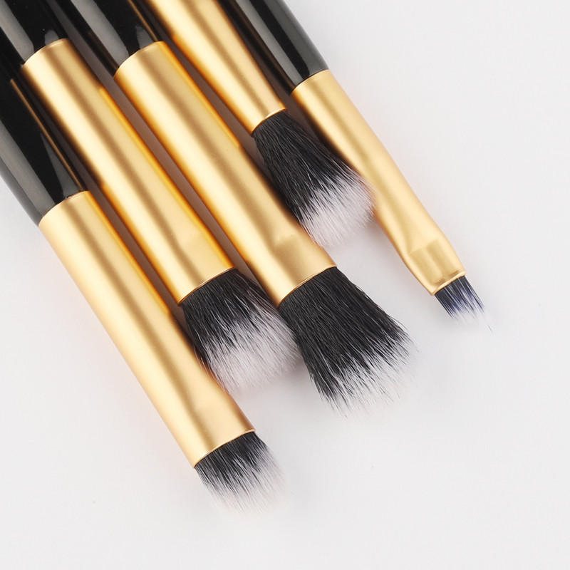 RANCAI 5Pcs Μαύρα πινέλα μακιγιάζ Σετ μαλακά συνθετικά μαλλιά για σκιές ματιών Βούρτσα βλεφαρίδων για τα φρύδια Μακιγιάζ Κιτ καλλυντικών εργαλείων ομορφιάς