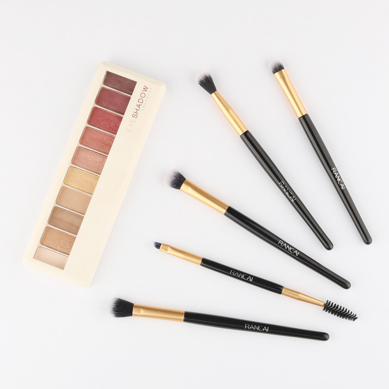 RANCAI 5Pcs Μαύρα πινέλα μακιγιάζ Σετ μαλακά συνθετικά μαλλιά για σκιές ματιών Βούρτσα βλεφαρίδων για τα φρύδια Μακιγιάζ Κιτ καλλυντικών εργαλείων ομορφιάς