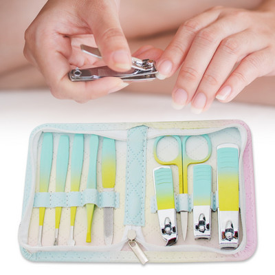 Нов цветен зелен маникюр Нокторезачки за хигиена при пътуване Комплект за педикюр Комплект ножици за нокти от неръждаема стомана Комплект за нокти Професионален комплект