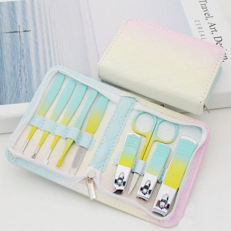 Naujas spalvingas žalias manikiūro kelionių higienos nagų kirpimo mašinėlių pedikiūro rinkinys nerūdijančio plieno nagų kirpimo įrankių rinkinys, profesionalus nagų rinkinys