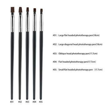 5 τμχ Nails Art Brush Pattern Phototherapy Ακρυλικό UV Gel Extension Builder Coating Painting στυλό DIY Εργαλείο αξεσουάρ μανικιούρ