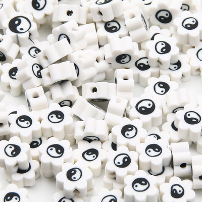 20/50/100Pcs10mm Τάι Τσι Στρογγυλός Πηλός Πολυμερής Αποστάτης Χάντρες Γιν Γιανγκ για Αξεσουάρ κολιέ βραχιολιών κατασκευής κοσμημάτων