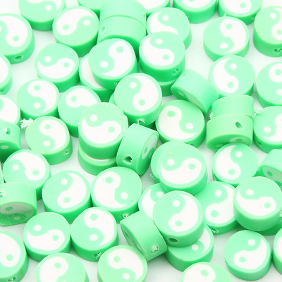 20/50/100Pcs10mm Τάι Τσι Στρογγυλός Πηλός Πολυμερής Αποστάτης Χάντρες Γιν Γιανγκ για Αξεσουάρ κολιέ βραχιολιών κατασκευής κοσμημάτων