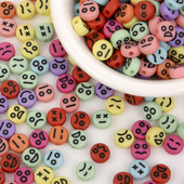 7x4mm 100 τμχ Αστείες ακρυλικές χάντρες Smiley Στρογγυλές χάντρες έκφρασης προσώπου για κοσμήματα που κατασκευάζουν DIY Αξεσουάρ κολιέ βραχιολιών