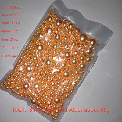 3-12mm segasuurus 1150tk Pärlvalge/ABS sirge auguga ümmargused imitatsioonplastist pärlid näputööks ja ehete valmistamiseks