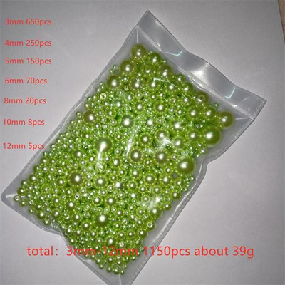 3-12mm segasuurus 1150tk Pärlvalge/ABS sirge auguga ümmargused imitatsioonplastist pärlid näputööks ja ehete valmistamiseks