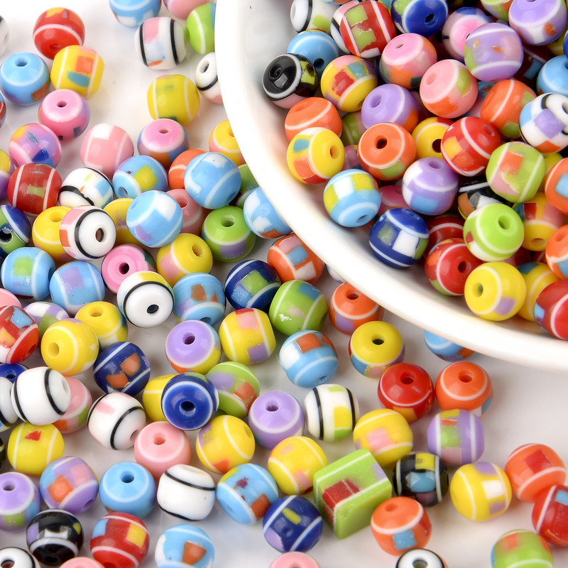 50 kom/lot Trendy Candy Perle mješovitih boja Okrugla smolasta perla DIY za izradu nakita Narukvica Ogrlica Naušnice Dodaci