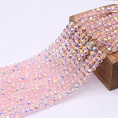 100% Αυθεντικές ροζ κρυστάλλινες χάντρες από γυαλί Νέα AB Χρώμα Κρυστάλλινες χάντρες Rondelle Faceted Loose Spacer Beads για την κατασκευή κοσμημάτων DIY