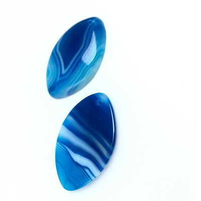 Természetes kő lila Zöld kék fekete Csíkos Achátok Gyöngyök Marquise Cabochons Kő medál 28x45mm Ékszerkészítéshez