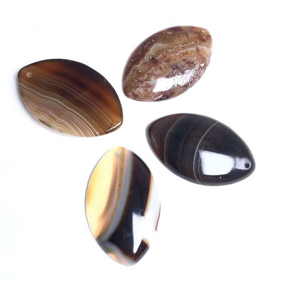 Természetes kő lila Zöld kék fekete Csíkos Achátok Gyöngyök Marquise Cabochons Kő medál 28x45mm Ékszerkészítéshez