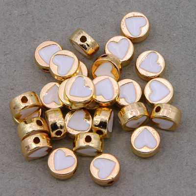 10 τμχ μικτές στρογγυλές μεταλλικές χάντρες από κράμα σμάλτου σε σχήμα καρδιάς, που χρησιμοποιούνται για την κατασκευή κοσμημάτων χειροποίητο DIY κολιέ βραχιόλι