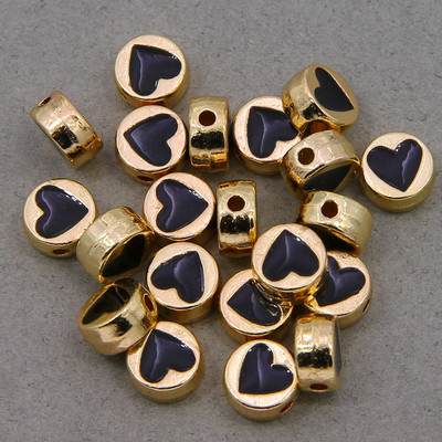 10 τμχ μικτές στρογγυλές μεταλλικές χάντρες από κράμα σμάλτου σε σχήμα καρδιάς, που χρησιμοποιούνται για την κατασκευή κοσμημάτων χειροποίητο DIY κολιέ βραχιόλι