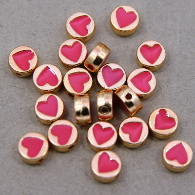 10 τμχ μικτές στρογγυλές μεταλλικές χάντρες από κράμα σμάλτου σε σχήμα καρδιάς, που χρησιμοποιούνται για την κατασκευή κοσμημάτων χειροποίητο DIY κολιέ βραχιόλι
