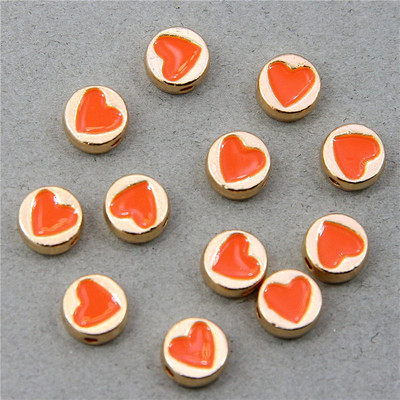 10 τμχ μικτές στρογγυλές μεταλλικές χάντρες από κράμα σμάλτου σε σχήμα καρδιάς, που χρησιμοποιούνται για την κατασκευή κοσμημάτων χειροποίητο DIY κολιέ βραχιόλι
