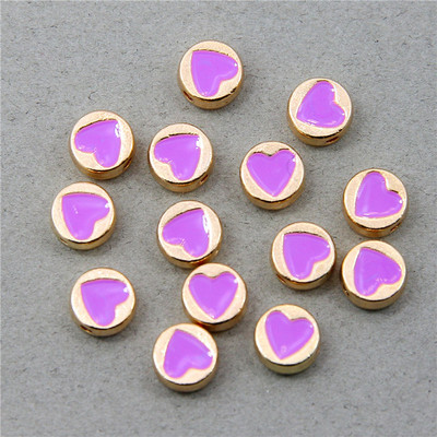 10 τμχ μικτές στρογγυλές μεταλλικές χάντρες από κράμα σμάλτου σε σχήμα καρδιάς, που χρησιμοποιούνται για την κατασκευή κοσμημάτων χειροποίητο DIY κολιέ βραχιόλι
