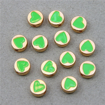 10 τμχ μικτές στρογγυλές μεταλλικές χάντρες από κράμα σμάλτου σε σχήμα καρδιάς, που χρησιμοποιούνται για την κατασκευή κοσμημάτων χειροποίητο DIY κολιέ βραχιόλι