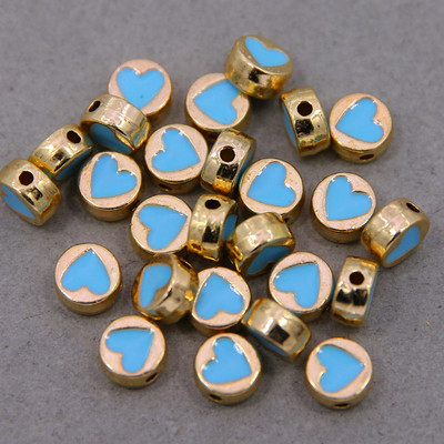 10 τμχ μικτές στρογγυλές μεταλλικές χάντρες από κράμα σμάλτου σε σχήμα καρδιάς, που χρησιμοποιούνται για την κατασκευή κοσμημάτων χειροποίητο DIY κολιέ βραχιόλι