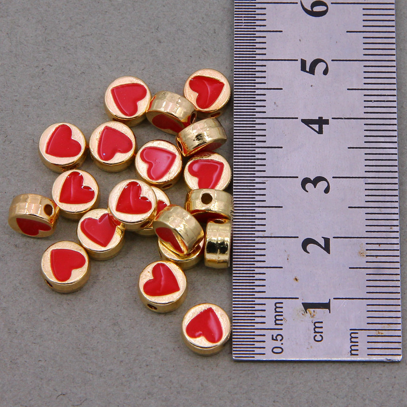 10 τμχ μικτές στρογγυλές μεταλλικές χάντρες από κράμα σμάλτου σε σχήμα καρδιάς, που χρησιμοποιούνται για την κατασκευή κοσμημάτων χειροποίητο DIY κολιέ βραχιόλι