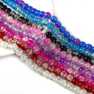 40-100 buc/lot 4mm/6mm/8mm/10mm margele de sticlă rotunde mixte mărgele de cristal de cuarț crăpate de zăpadă margele distanțatoare pentru realizarea de bijuterii DIY