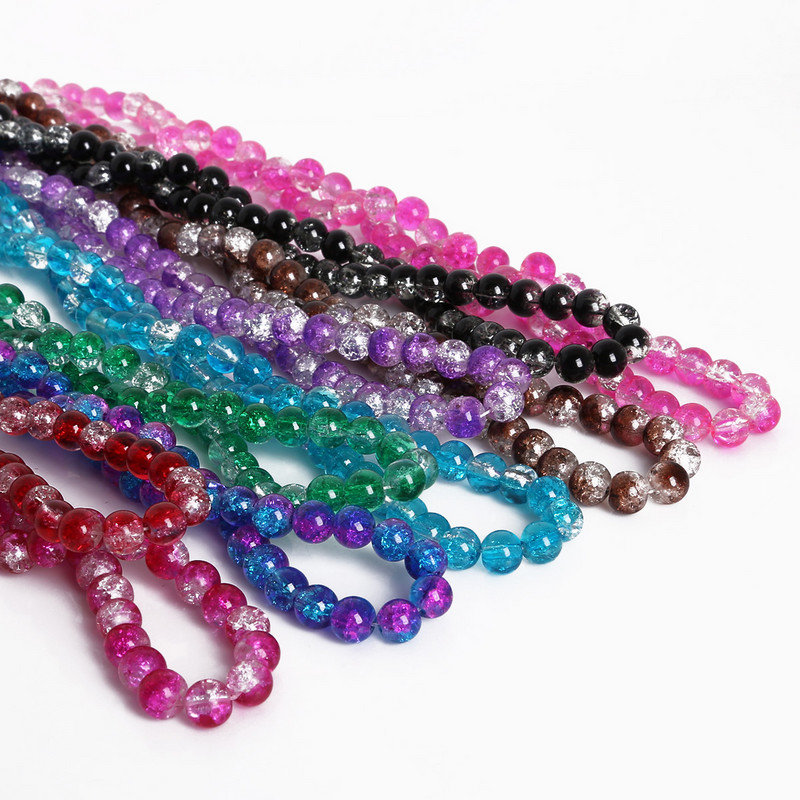 40-100 kom/lot 4 mm/6 mm/8 mm/10 mm mješovite okrugle staklene perle napukle snijegom kvarcne kristalne perle razmaknice perle za izradu nakita DIY