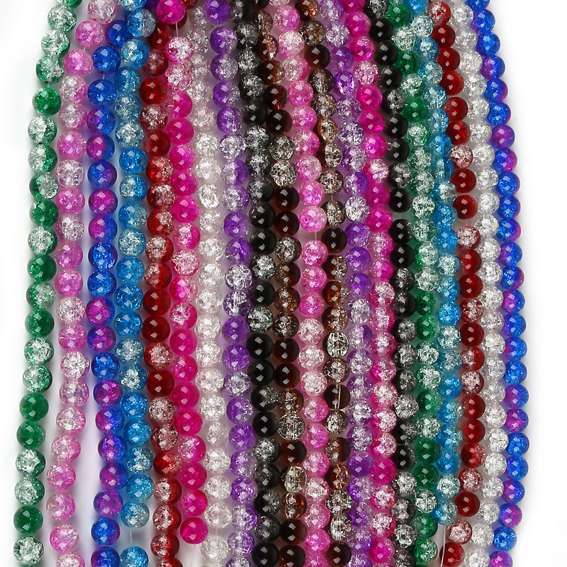 40-100 kom/lot 4 mm/6 mm/8 mm/10 mm mješovite okrugle staklene perle napukle snijegom kvarcne kristalne perle razmaknice perle za izradu nakita DIY
