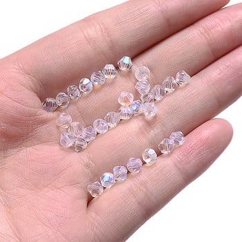 iYOE 2/3/4/6 mm Crystal Spacer Beads Rhombus AB Прозрачни мъниста за направа на гривна Колие Направи си сам ръкоделие Занаятчийски декор за дома