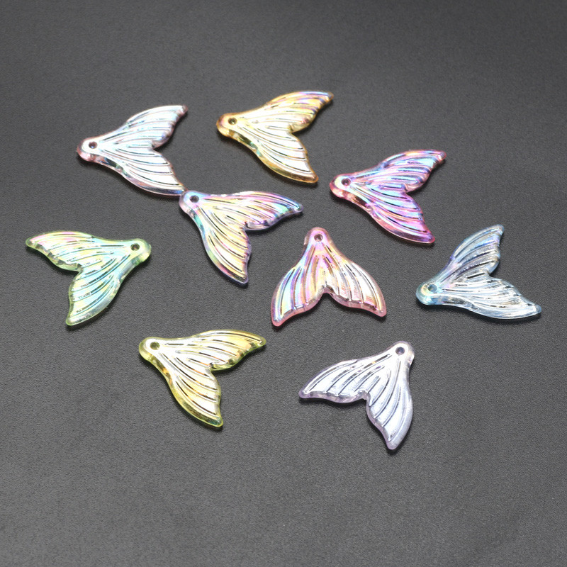 Akrüülhelmed 20x20mm 30tk gradientvärvi merineitsi saba ripatsid akrüülist vahehelmed ehete valmistamiseks isetegemise ehete tarvikud