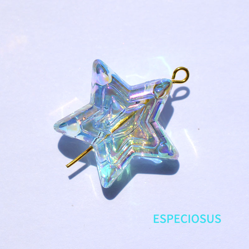 Διάφανες πολύχρωμες χάντρες πεντάγραμμου επιμεταλλωμένο με υπεριώδη ακτινοβολία βραχιόλι Γούρια Κολιέ Τμήμα Χειροποίητων DIY Αξεσουάρ μόδας κοσμημάτων