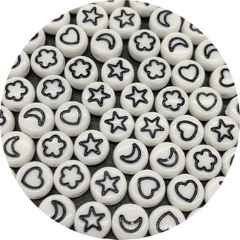 100 τμχ 7mm Οβάλ Σχήμα Αστέρια Moon Flower Beads Ακρυλικές χάντρες σε απόσταση για κοσμήματα Αξεσουάρ κολιέ βραχιόλι DIY