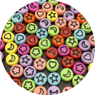 100db 7 mm-es ovális alakú csillagok Hold virág gyöngyök akril sorközű gyöngyök ékszerkészítéshez barkácsolás karkötő nyaklánc kiegészítők