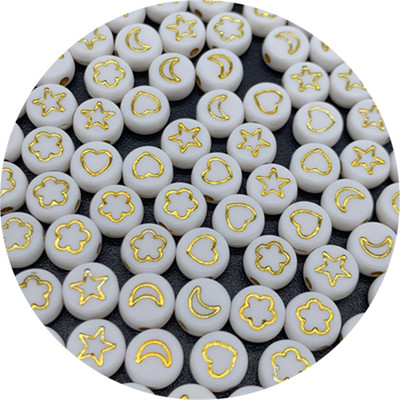 100db 7 mm-es ovális alakú csillagok Hold virág gyöngyök akril sorközű gyöngyök ékszerkészítéshez barkácsolás karkötő nyaklánc kiegészítők