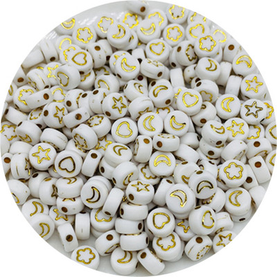 100db 7 mm-es ovális alakú csillagok Hold virág gyöngyök akril sorközű gyöngyök ékszerkészítéshez barkácsolás karkötő nyaklánc kiegészítők